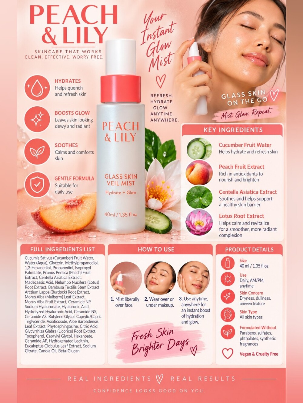 Peach & Lily Glass Skin Veil Mist – Hydrate + Glow